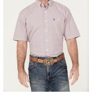 GEORGE STRAIT WRANGLER Cowboy Cut Button Up Shirt Light Green Blue White Large